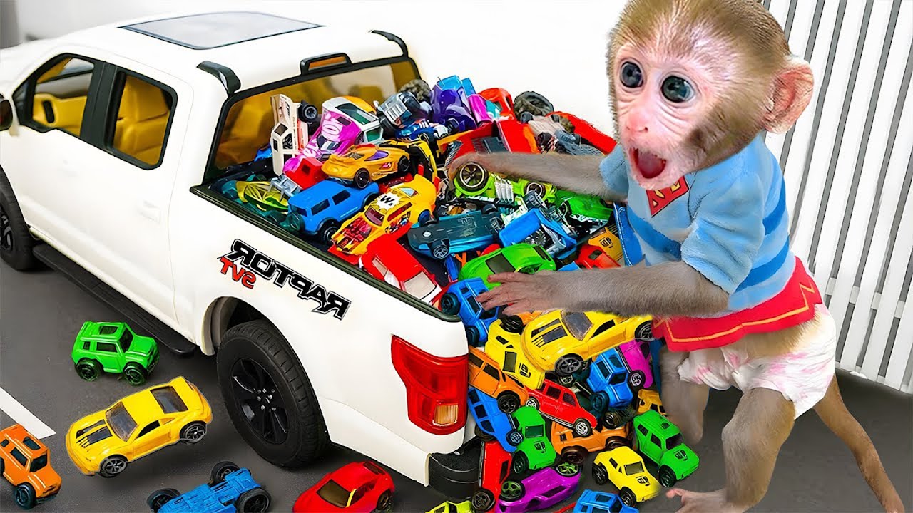 Monyet Bon Bon Imut merawat para bebek dan pergi berbelanja Monster Truck dan Hot Wheels
