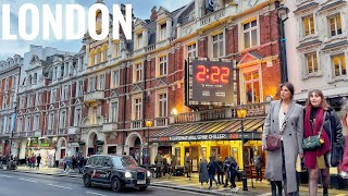 London, UK 🇬🇧 Very Lively Evening Sunset Central London Walking Tour 4K HDR (▶2 hours)