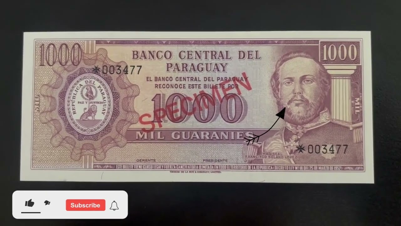 Specimen  Paraguay  1000 Guaranies