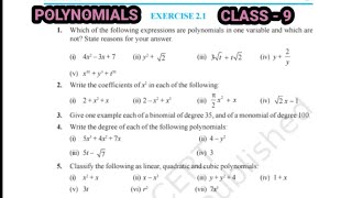 polynomial class 9 exercise 2.1 l exercise 2.1 class 9 l class 9 exercise 2.1 #ncert #maths
