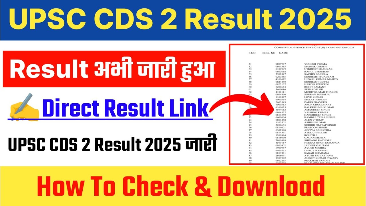 UPSC CDS 2 Result 2025 || UPSC CDS 2 Result 2025 Kaise Dheke ? How To Check UPSC CDS 2 Result 2025 