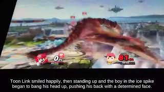 Newcomer Shulk holding Power Suit Piece against Dodge Roll Samus Super Smash Brothers Melee