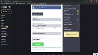 Creating an account and a template on codepen io