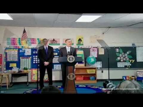 Barack Obama Uses Teleprompter to speak to 6th Grade Class at Graham Road Elementary in Falls Church Virginia Apparently there is no venue too small to require multiple teleprompters. And they made fun of Bushs communication skills