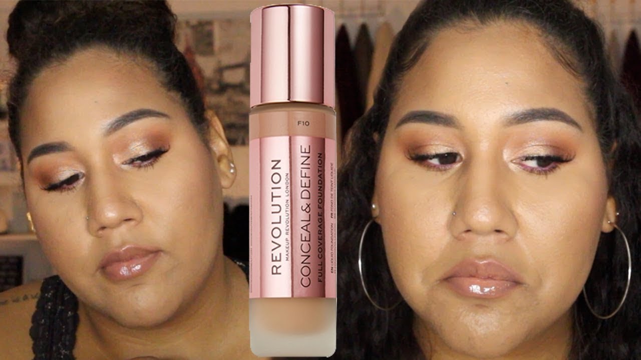 MAKEUP REVOLUTION CONCEAL & DEFINE FULL COVERAGE FOUNDATION Wear Test & Review YouTube
