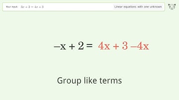 Solve 3x+2=4x+3: Linear Equation Video Solution | Tiger Algebra