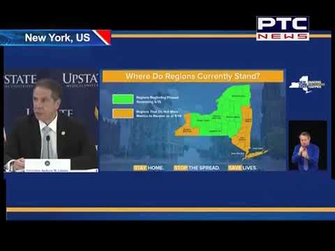 New York governor says state`s 5 regions can begin phased reopening after May 15