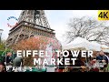 Paris 16th district new food market walking tour 4k eiffel tower march  jardins du trocadro