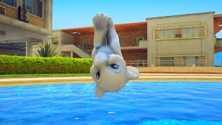 Gta 5 Epic Water Ragdolls Baby White Lion Jumps Water Gta 5 Euphoria Physics Funny Moments