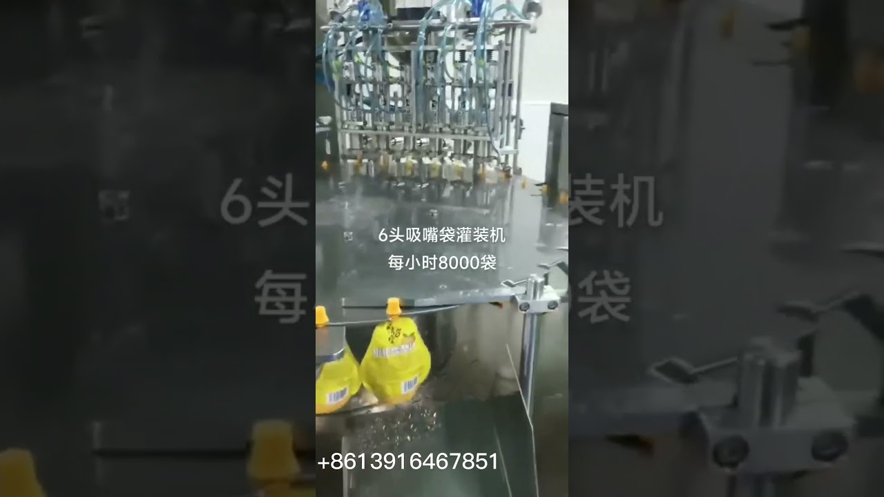 Automatic 6 nozzle spout doypack pouch juice filling and capping monoblock machine