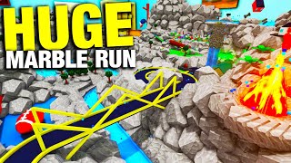 HUGE Marble Run Has ROLLER COASTER \& WATERFALLS  - Marble World