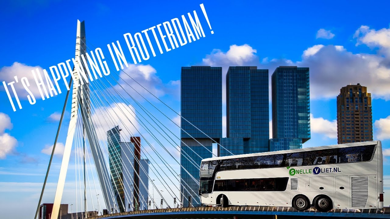 MET DE TOURINGCAR DOOR ROTTERDAM. KINDEREN NAAR HET ZWEMBAD EN DE CAMERA RIJDT MET MIJ MEE !