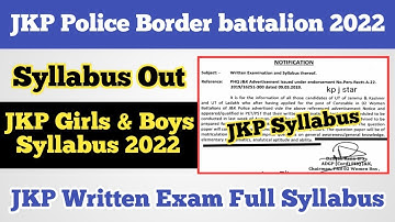 JKP Police Border battalion Written Exam Syllabus ll JKP Syllabus ll Download JKP Police Syllabus