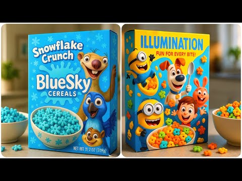 Animation Studios As Cereal Boxes By AI 