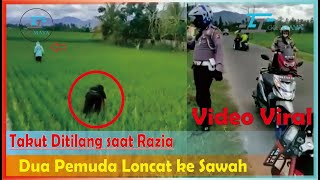 Takut Ditilang saat Razia, dua pemuda Loncat ke Sawah pura pura cabut rumput
