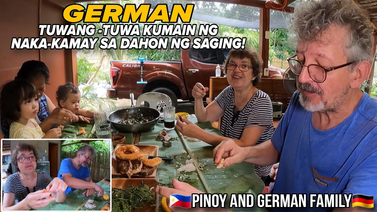 German Tuwang-Tuwa Kumain Ng Naka-kamay sa Dahon ng Saging.🇵🇭Pinoy and German Family🇩🇪.