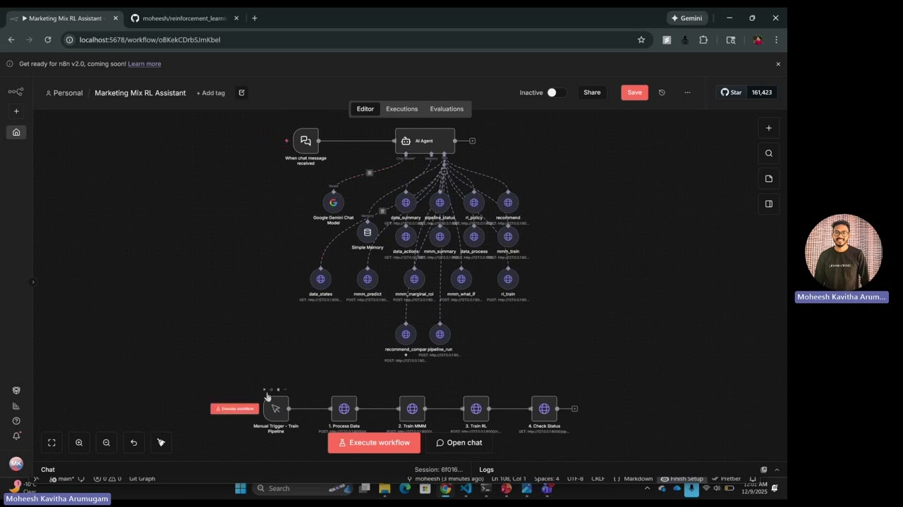 Marketing Mix Optimization using Reinforcement Learning | Q-Learning & UCB | Python + FastAPI + n8n
