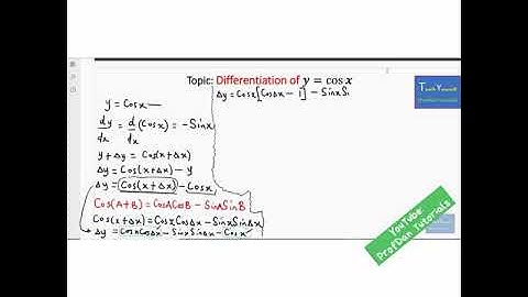 Differentiation of  Y = cos x from first principle