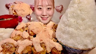 ASMR ไก่ทอดคาราอาเกะ ซอสมายองเนสเมนไทโกะ【คำบรรยายภาษาไทย】【Mukbang/ Eating Sounds】