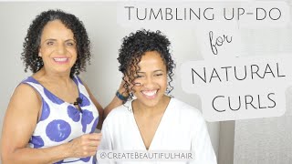 Tumbling Up-do for Natural Curls. Bridal &amp; Special Occasion hairstyle for naturally curly hair