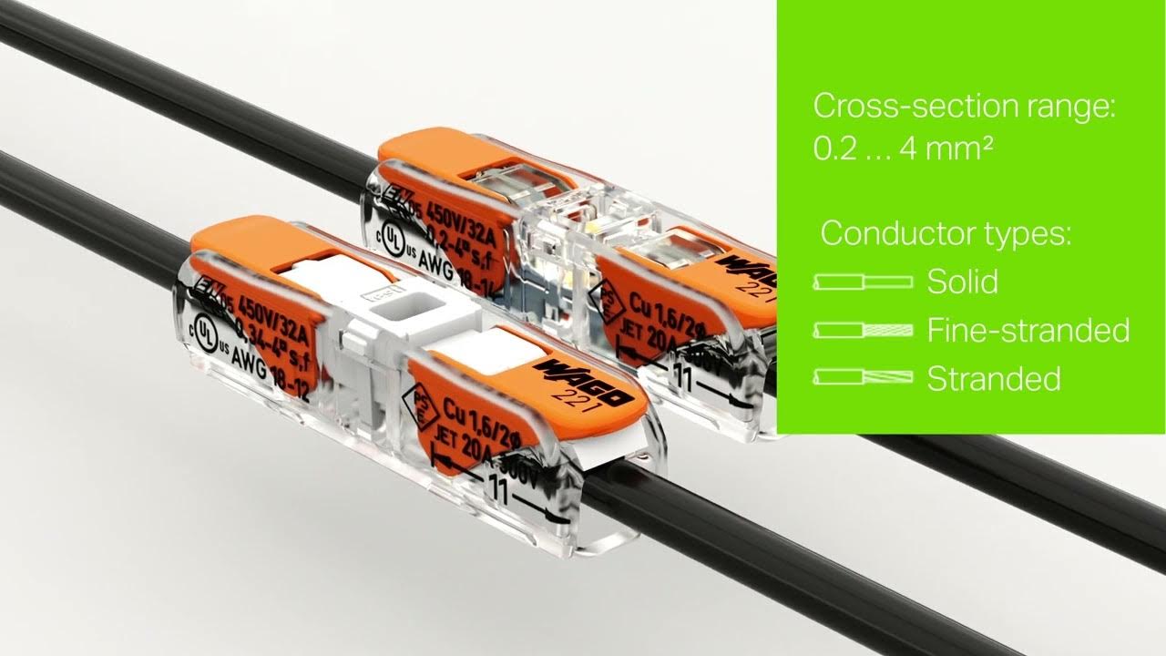 WAGO Inline splicing connector with lever 2212411 YouTube