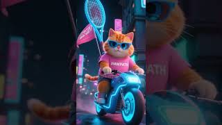 Cat's Tennis Racket Surprise #funny#shorts  #cat #cute #animals #comedy #cartoon
