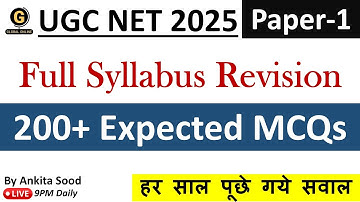 UGC NET Paper 1 Full Syllabus Revision MCQs | Most Expected Questions for June 2025