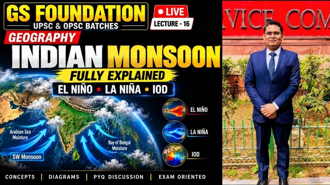 Indian Monsoon FULLY Explained | El Niño, La Niña & IOD for OPSC/UPSC Mains 2026