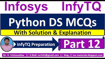 InfyTQ Python DS MCQs | InfyTQ 2023 | Python MCQS | Python MCQs Solution & Explanation | Part-12