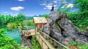 100 Days Build A House On A Cliff To Avoid Heavy Rain With A Million Dollar Swimming Pool