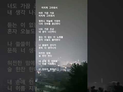미치게 그리워서 유해준 발라드 아주 가끔 가끔 미치게 그리워서 니 이름 지워봐도넌 지우지 못하고