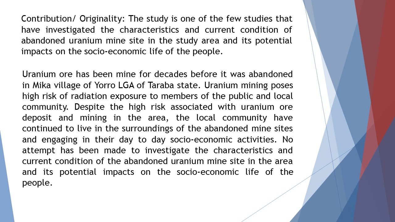 Assessment of Environmental Effect of Abandoned Uranium Mine Site in ...