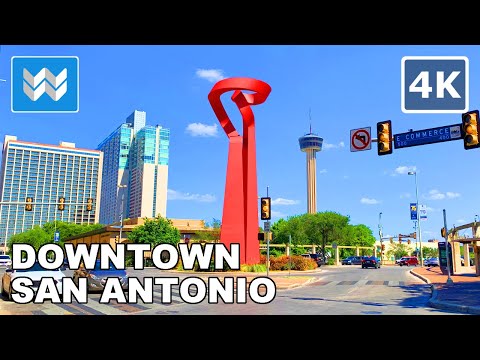 [4K] Exploring Downtown San Antonio, Texas USA - Walking Tour & Travel Guide 🎧 Binaural City Sound