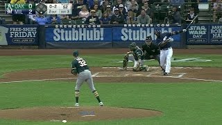 OAK@MIL: Hahn fans Carter