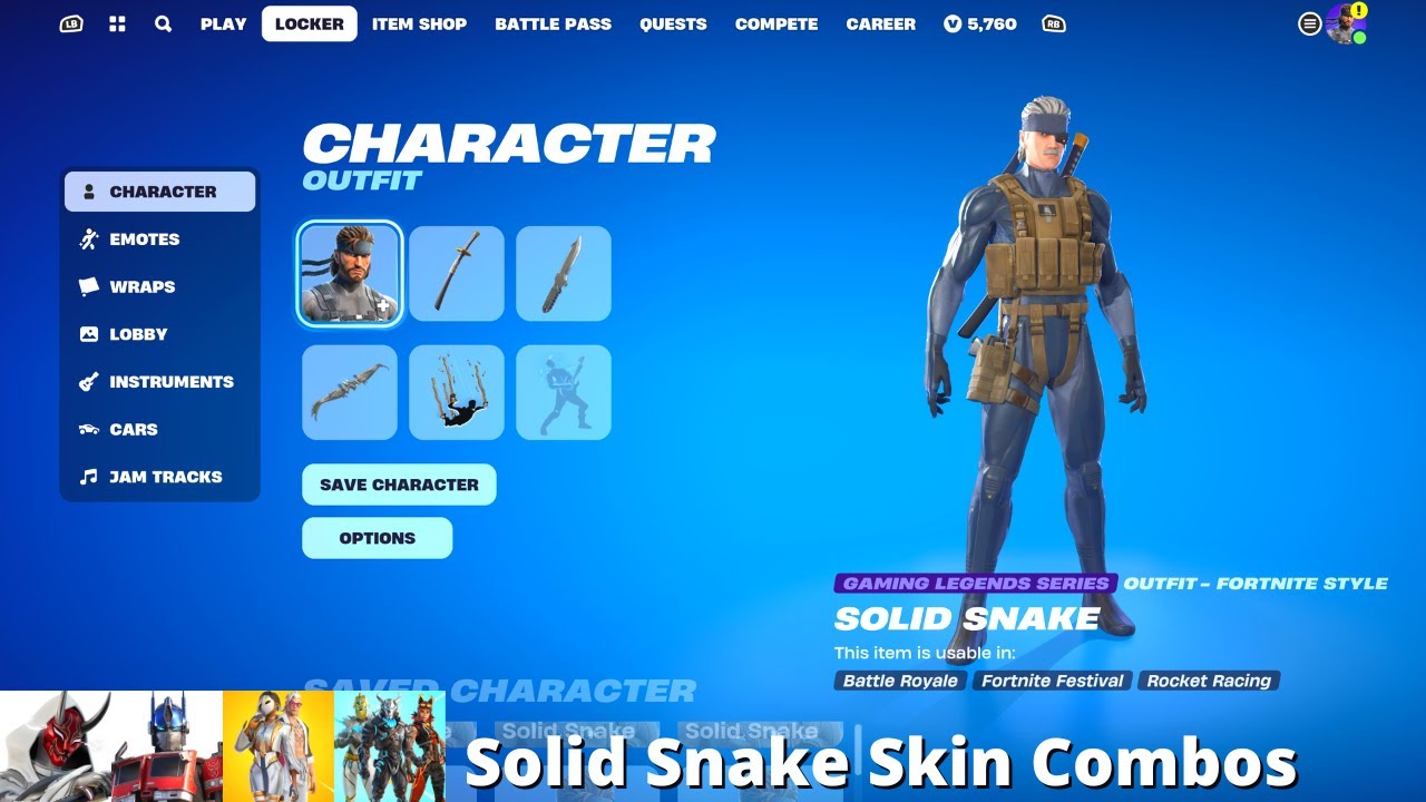 Fortnite Solid Snake Skin - Characters, Costumes, Skins & Outfits