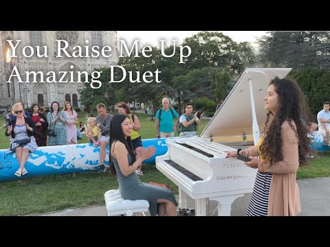 【海外ストリートピアノ】外国人美女オペラ歌手と即興デュエット | ユー レイズ ミー アップ You Raise Me Up | YUKI PIANO