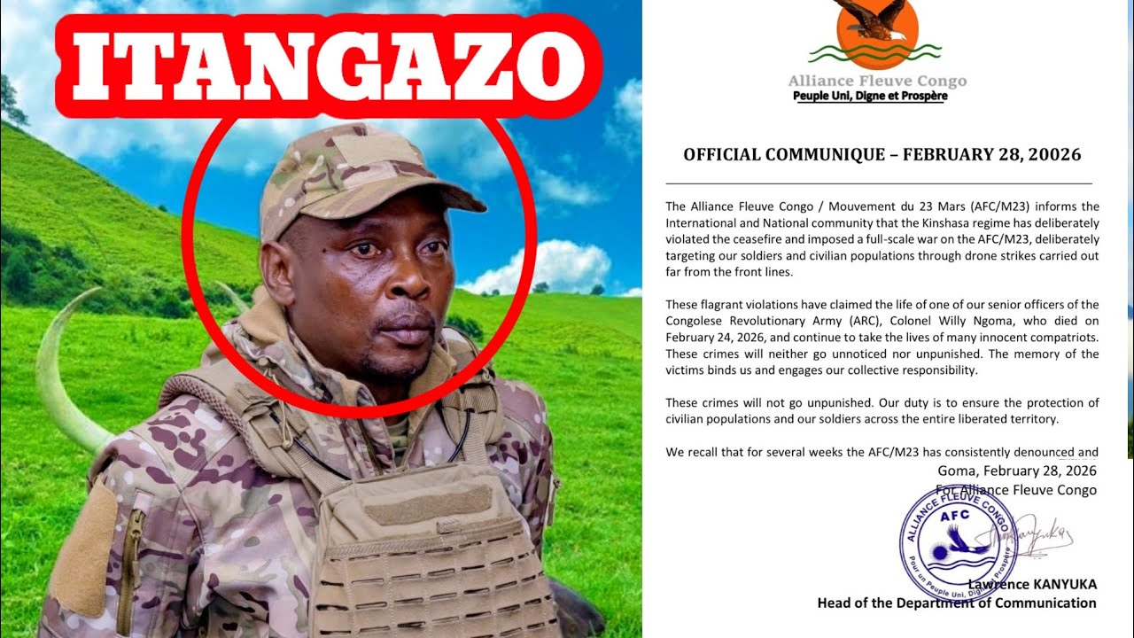 BWA MBERE M23 IVUZE KU RUPFU RWA COL WILLY NGOMA 🩸 ITANGAZO 🩸 KINSHASA YA TCHISEKEDI