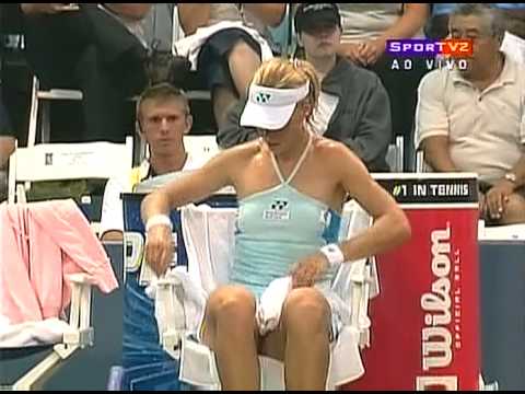 Elena Dementieva all sweaty bending over in tight shorts