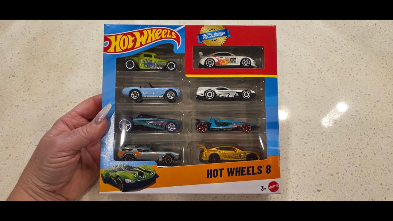 Hot Wheels 8 Pack Green Flame Bone Shaker Blue Shelby Cobra