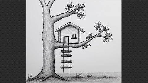 How to Draw a Tree House / Easy Landscape drawing / Easy drawing Ideas /  Easy scenery drawing