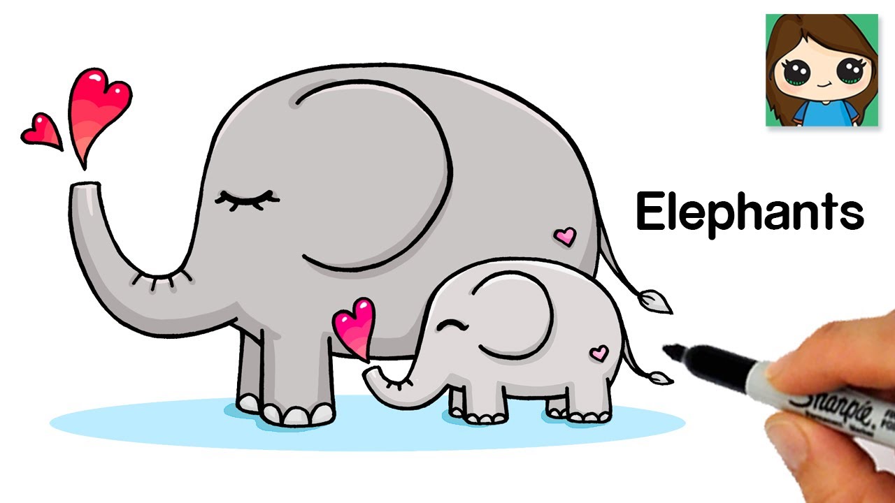 How to Draw Elephants Easy 🐘Mommy and Baby - YouTube