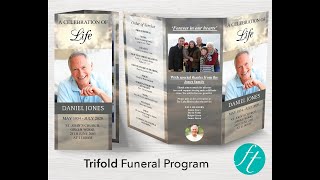 Trifold Mountain Funeral Program Template