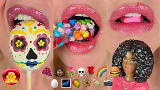 Satisfying ASMR Eating Emoji Food Challenge Wax Candy Frozen Honey