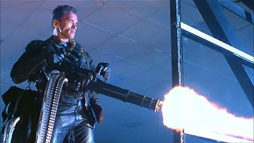 T2 Terminator 2 judgment day epic mini gun police shooting 4k 120fps