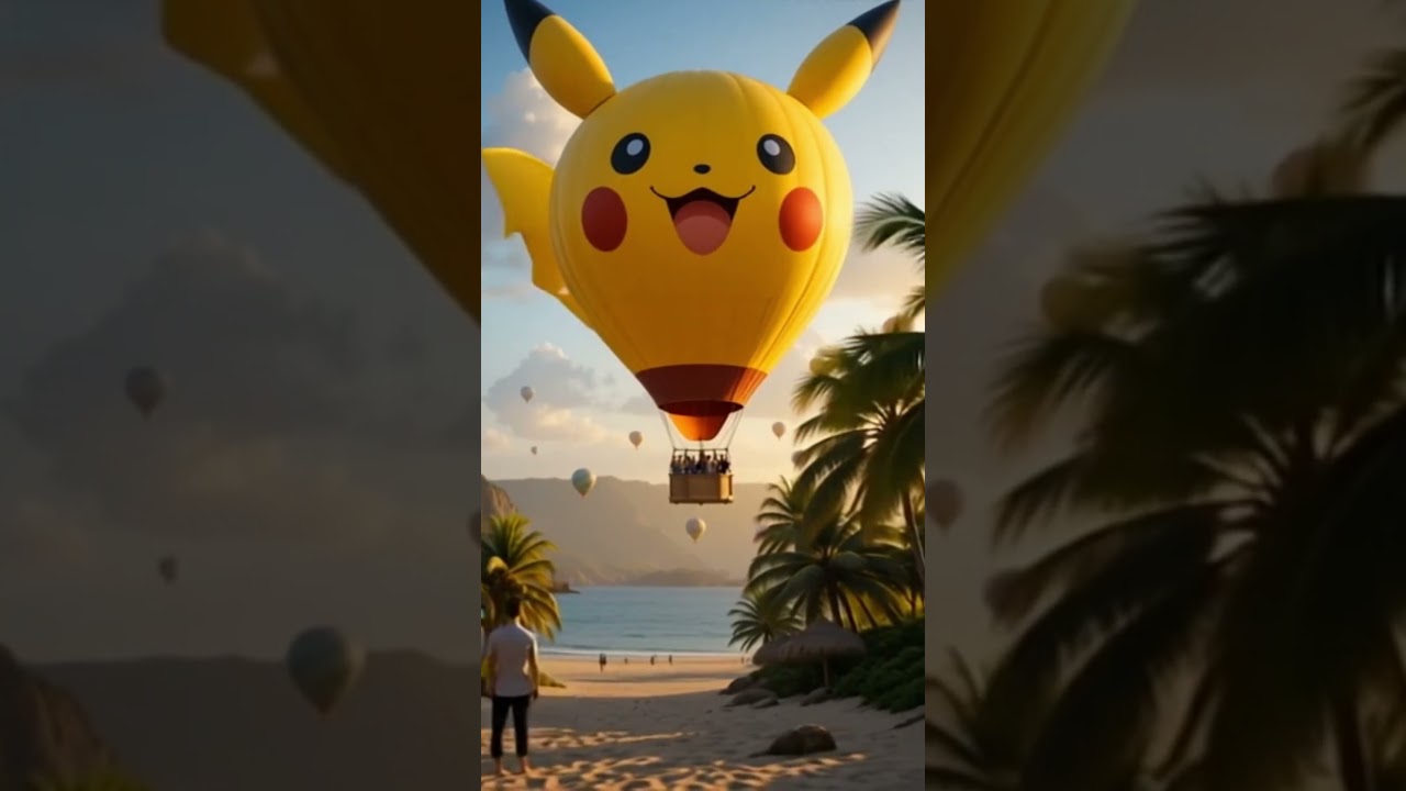 The Ultimate Pokémon Adventure: Flying in a Giant Pikachu Hot Air Balloon! ⚡️