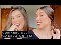 CORTANDO MEU CABELO CURTO SOZINHA EM CASA | LONG BOB