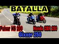 PULSAR NS 200 Fi VS SUZUKI GSXR 150, GIXXER 250 Y HONDA CBR 250