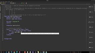 PseInt 💻 | Ejercicio con matrices 1 - Suma de elementos en Diagonal principal