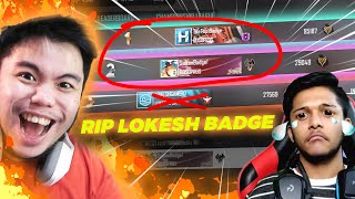 BALAP BADGE LOKESH INDIA PAKE AKUN KEDUA SULTAN SAMPE DIA MENANGIS!!