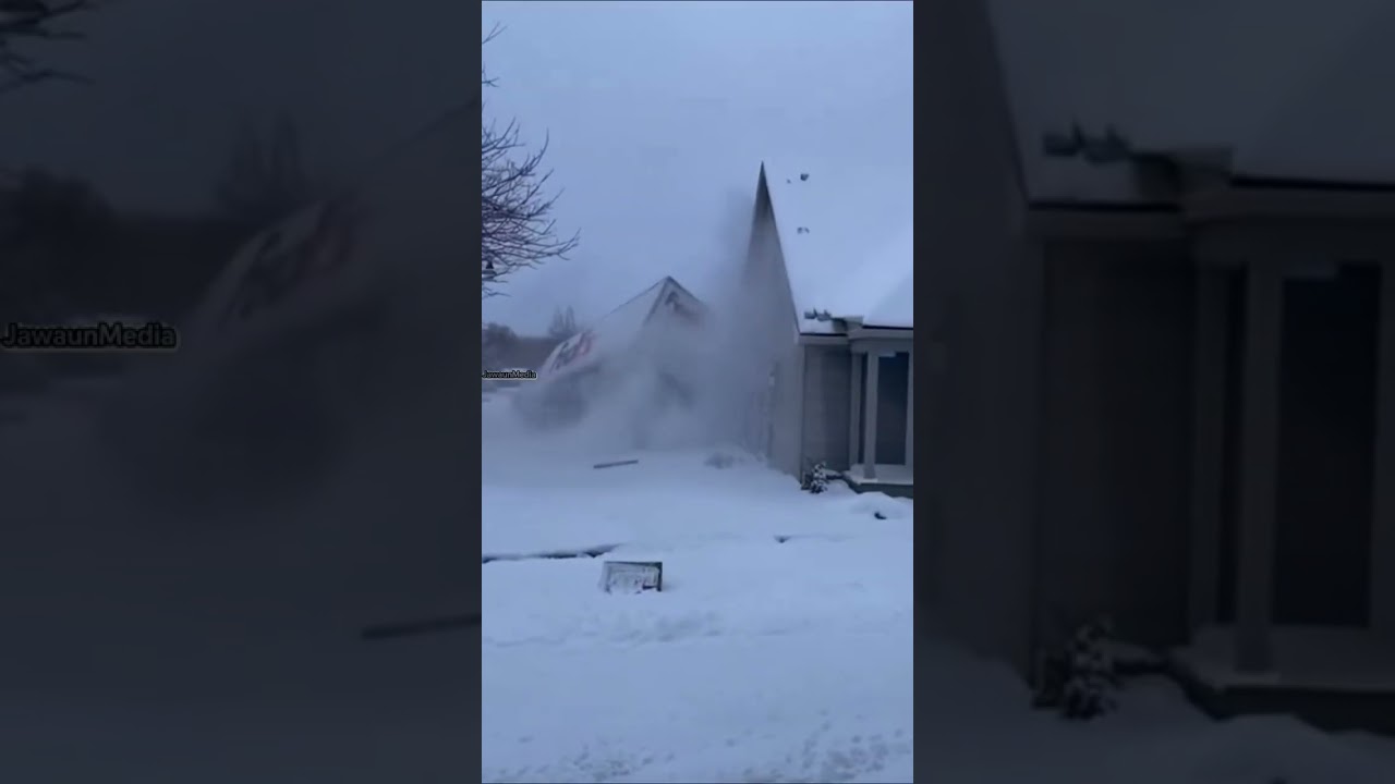 Airborne Delivery Truck Crashes Sideways Into Residential Yard 🚚❄️